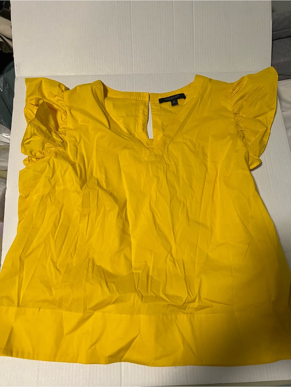 Marc New York Yellow Flutter-Sleeve V-Neck Blouse
